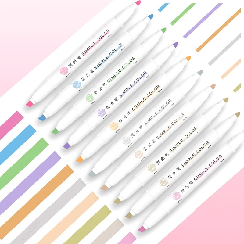 Pastel Highlighter Set Double Ended - 5pcs Pastel Highlighters Colors Dual Tip