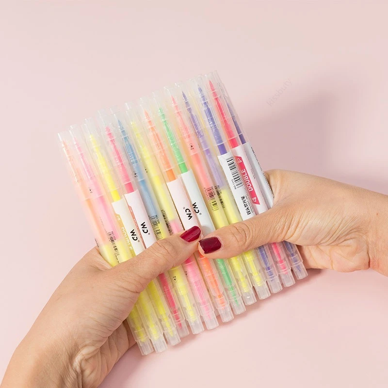 6 Colors/Set Double Head Uniqu - đánh giá và giá Pastel Highlighter Set Double Ended