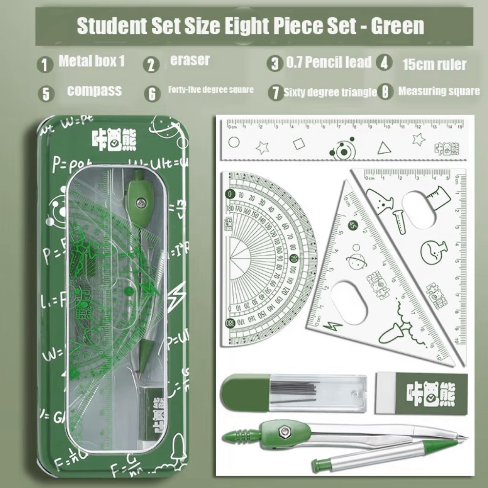 8Pcs/Set Multifunctional Math  - đánh giá và giá Math Geometry Set With Compass